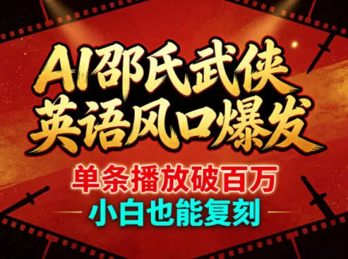 AI邵氏武侠英语风口爆发，单条播放破百万，小白也能复刻 - 项目资源网