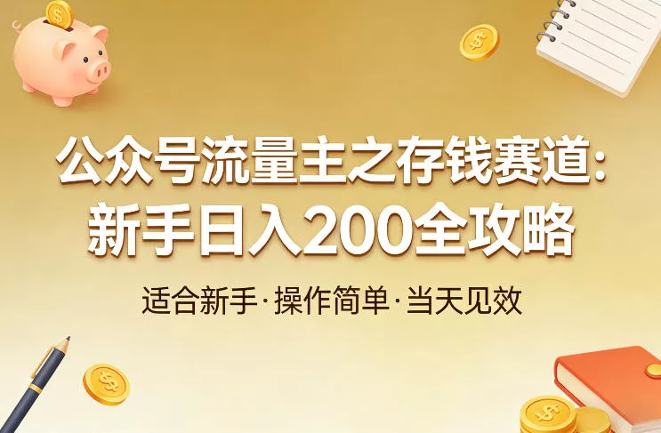 公众号流量主之存钱赛道，贴合当下需求，适合新手，一天收益2张 - 项目资源网