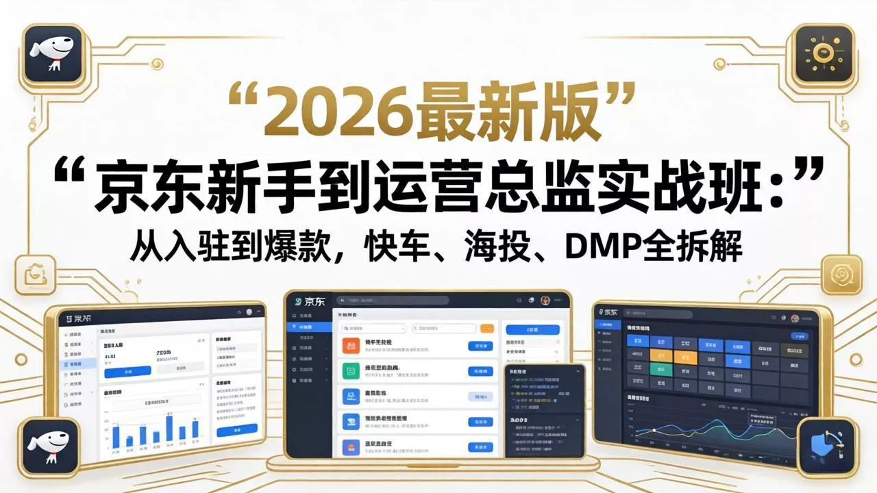 京东新手到运营总监实战班：从入驻到爆款，快车、海投、DMP全拆解，2026最新版 - 项目资源网