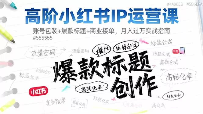 高阶小红书IP运营课：账号包装+爆款标题+商业接单，月入过万实战指南 - 项目资源网