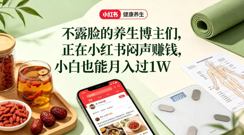 小红书健康养生科普图文赛道，不露脸的养生博主们，正在小红书闷声賺钱，小白也能月入过1W - 项目资源网