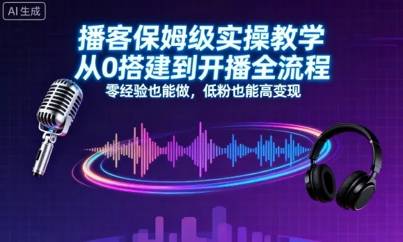 播客保姆级实操教学，从0搭建到开播全流程，零经验也能做，低粉也能高变现 - 项目资源网