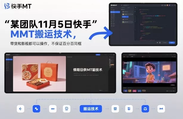 某团队11月5日快手MT搬运技术,带货和影视都可以操作,不保证百分百同框,自测