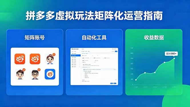 闭眼可复制的拼多多虚拟玩法，矩阵化运营，长期稳定日入 1000+ - 项目资源网