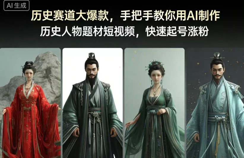 历史赛道大爆款，手把手教你用AI制作历史人物题材短视频，快速起号涨粉 - 项目资源网