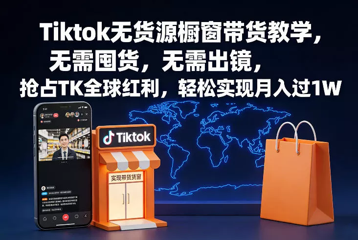 Tiktok无货源橱窗带货教学，无需囤货，无需出镜，抢占TK全球红利，轻松实现月入过1W - 项目资源网
