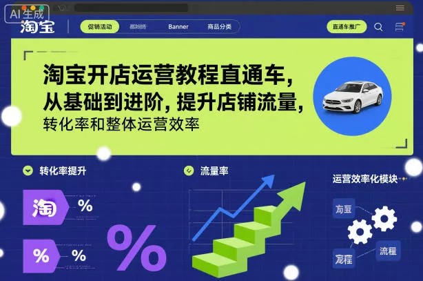 淘宝开店运营教程直通车，从基础到进阶，提升店铺流量，转化率和整体运营效率(更新26年3月) - 项目资源网