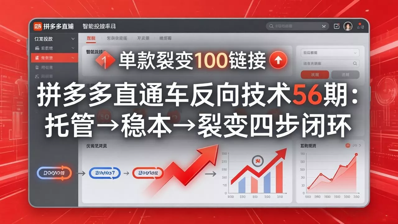 拼多多直通车反向技术56期:托管→稳本→裂变四步闭环,单款裂变100链接抢占核心流量 拼多多直通车反向技术56期:托管→稳本→裂变四步闭环,单款裂变100链接抢占核心流量