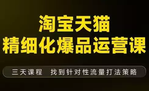 猫课子幽·淘宝天猫精细化爆品运营【音频+字幕+文档】(9月12-14杭州线下课) - 项目资源网