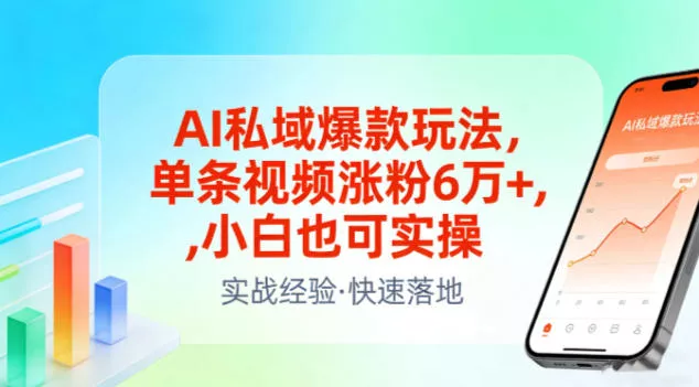 AI私域爆款玩法，单条视频涨粉6W+，小白也可实操 - 项目资源网