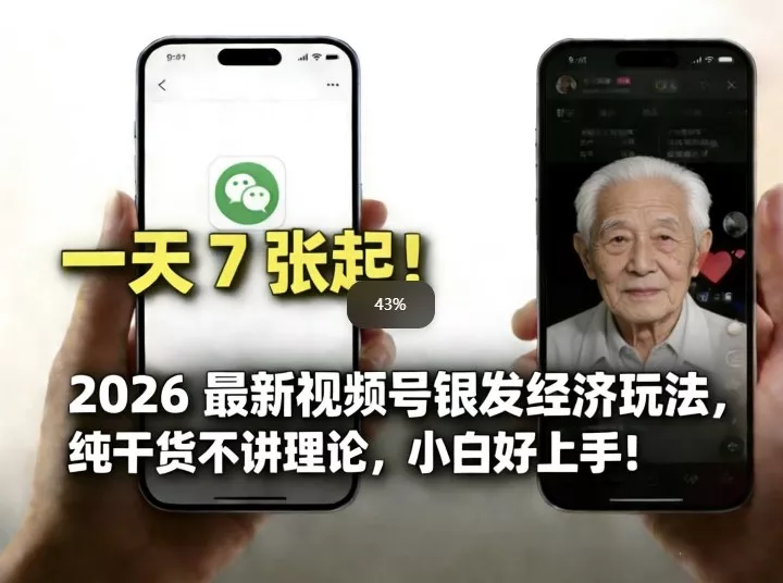 2026最新视频号银发经济玩法，轻松每天7张起，小白也可做 - 项目资源网