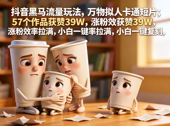 抖音黑马流量玩法，万物拟人卡通短片，57个作品获赞39W，涨粉效率拉满，小白一键复刻，保姆级拆解 - 项目资源网