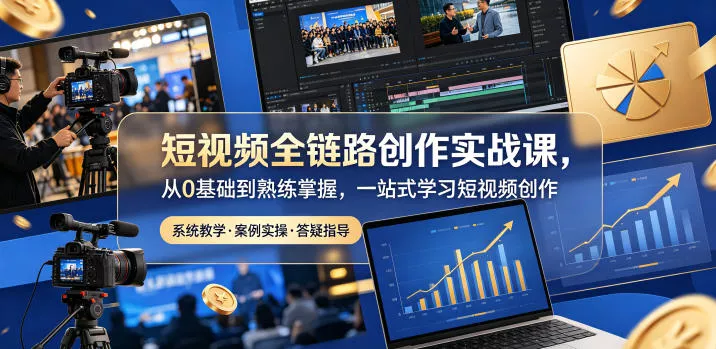 短视频全链路创作实战课，从0基础到熟练掌握，一站式学习短视频创作 - 项目资源网