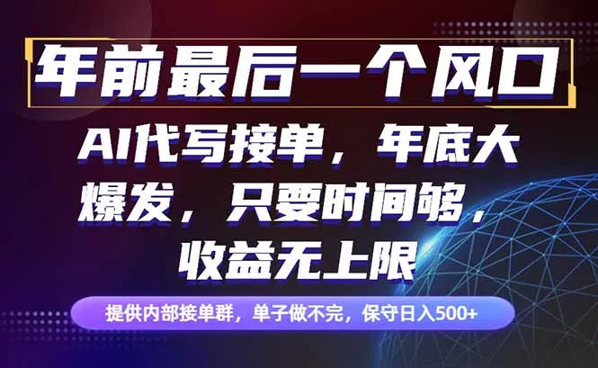 年前最后一个风口项目，轻松日入500+，小白轻松上手 - 项目资源网