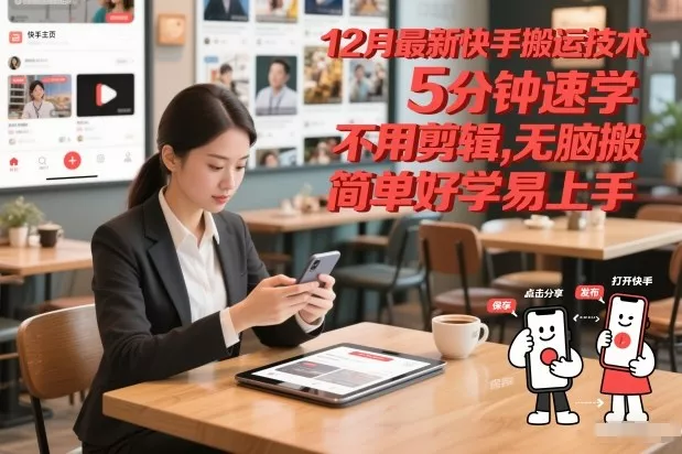 12月最新快手搬运技术，5分钟速学，不用剪辑无脑搬，简单好学易上手 - 项目资源网