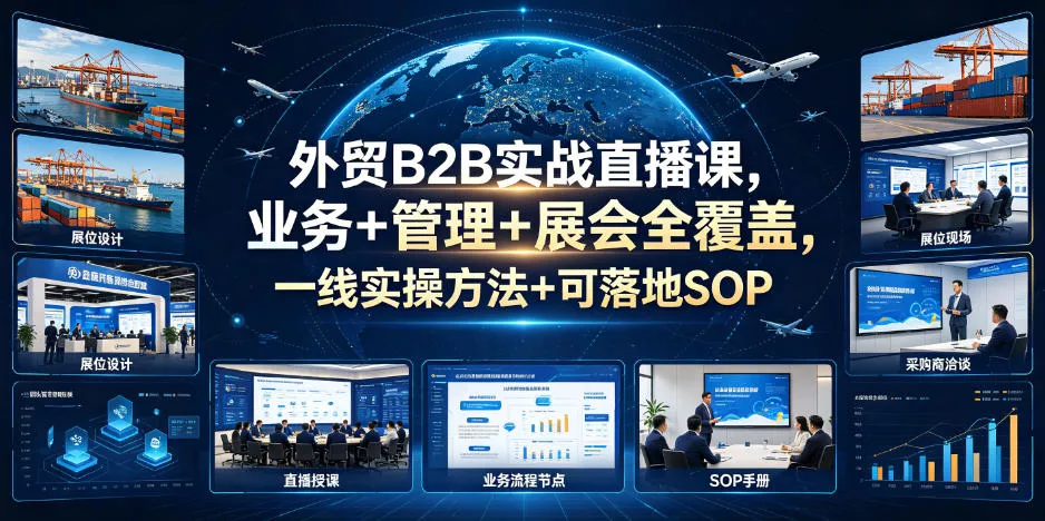 外贸B2B实战直播课，业务+管理+展会全覆盖，一线实操方法+可落地SOP - 项目资源网