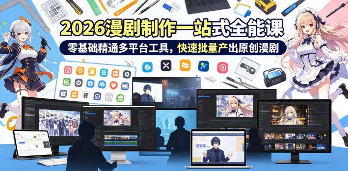 2026 AI漫剧制作一站式全能课，零基础精通多平台工具，快速批量产出原创漫剧 - 项目资源网