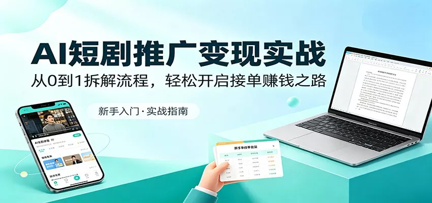 AI短剧推广变现实战：从0到1拆解流程，轻松开启接单赚钱之路 - 项目资源网