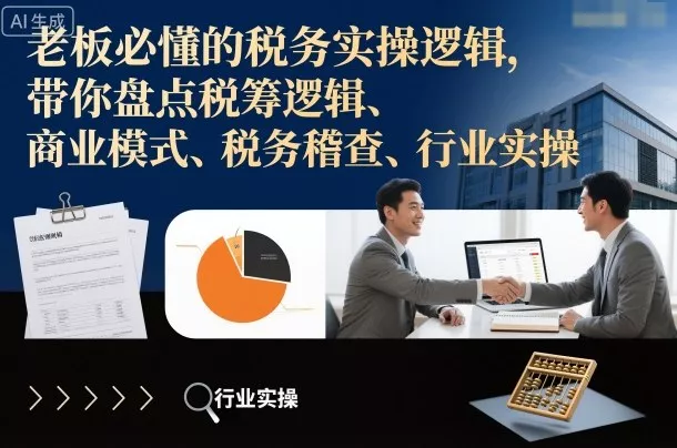 老板必懂的税务实操逻辑，带你盘点税筹逻辑、商业模式、税务稽查、行业实操 - 项目资源网