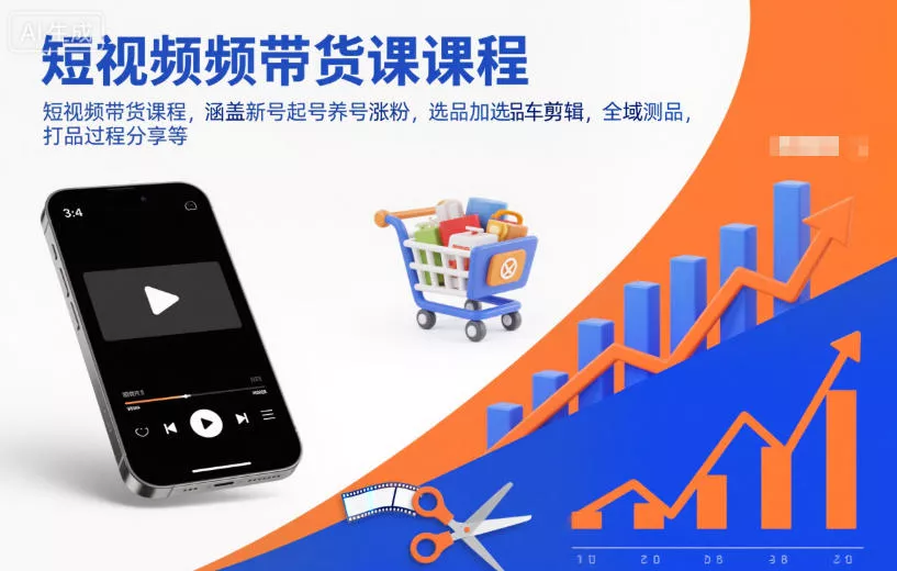 短视频带货课程，涵盖新号起号养号涨粉，选品加选品车剪辑，全域测品，打品过程分享等 - 项目资源网