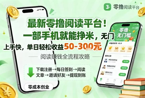 最新零撸阅读平台！一部手机就能挣米，无门槛上手快，单日轻松收益50-3张【揭秘】 - 项目资源网