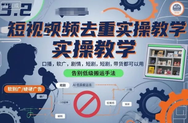 短视频去重实操教学，口播-软广-硬广-剧情-短剧-带货都可以用，告别低级搬运手法 - 项目资源网