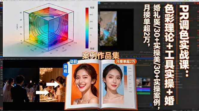 PR调色实战课：色彩理论+工具实操+婚礼医美/30+实操案例，月接单超2万 - 项目资源网