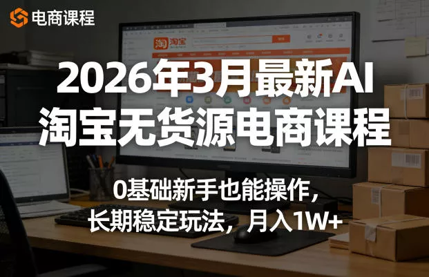 2026年3月最新AI淘宝无货源电商课程，0基础新手也能操作，长期稳定玩法，月入1W+(更新0415) - 项目资源网
