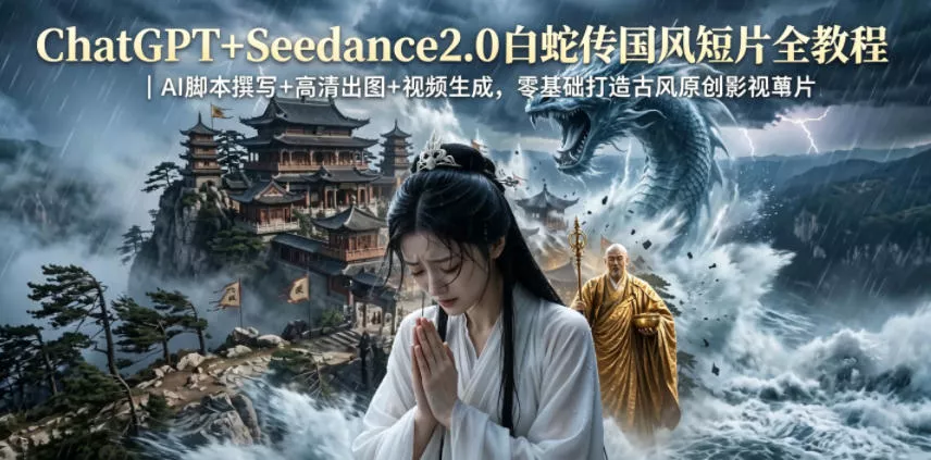 ChatGPT+Seedance2.0白蛇传国风短片全教程｜AI脚本撰写+高清出图+视频生成，零基础打造古风原创影视短片 - 项目资源网