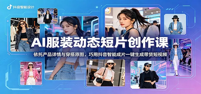 AI服装动态短片创作课：依托产品详情与穿搭原图，巧用抖音智能成片一键生成带货短视频 - 项目资源网