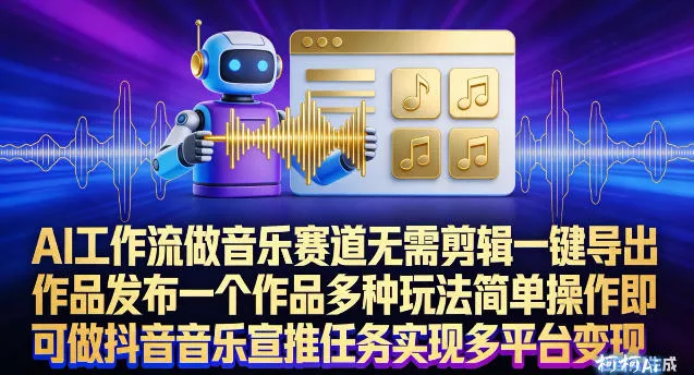 AI工作流做音乐赛道，无需剪辑，一键导出作品发布，一个作品多种玩法，简单操作即可做抖音音乐宣推任务 - 项目资源网