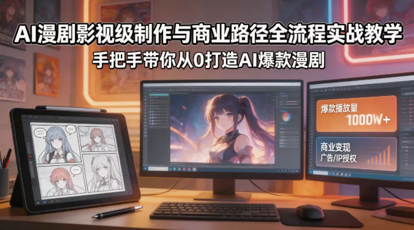 AI漫剧影视级制作与商业路径全流程实战教学，手带你从0打造AI爆款漫剧 - 项目资源网