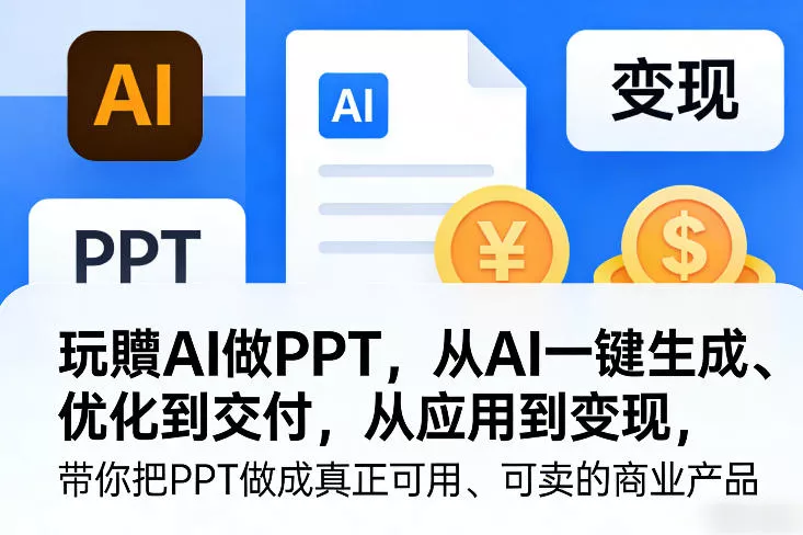 玩賺AI做PPT，从AI一键生成、优化到交付，从应用到变现，带你把PPT做成真正可用、可卖的商业产品(更新0401) - 项目资源网