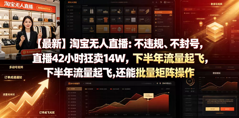 【最新】淘宝无人直播：不违规、不封号，直播42小时狂卖14W，下半年流量起飞，还能批量矩阵操作【揭秘】 - 项目资源网