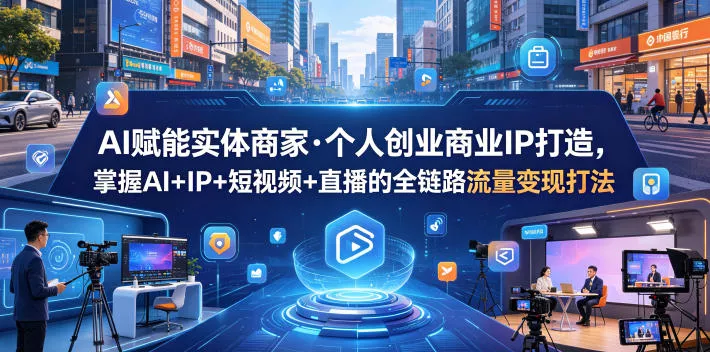 AI赋能实体商家·个人创业商业IP打造，掌握AI+IP+短视频+直播的全链路流量变现打法 - 项目资源网