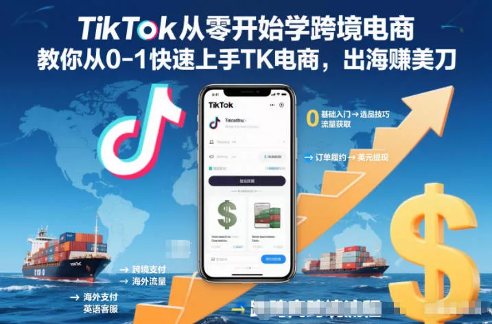 TikTok从零开始学跨境电商，教你从0-1快速上手TK电商，出海賺美刀 - 项目资源网