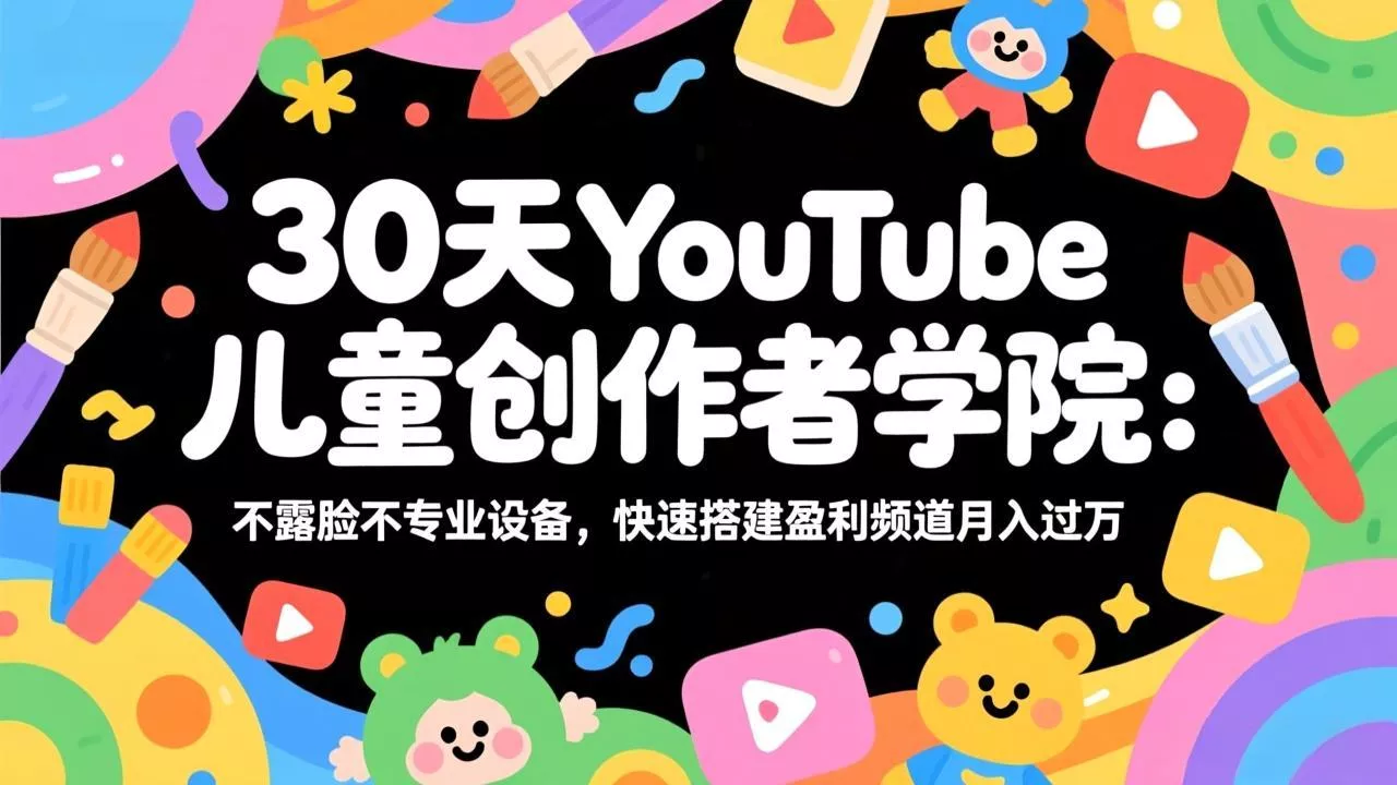30天YouTube儿童创作者学院:不露脸不专业设备,快速搭建盈利频道月入过万 30天YouTube儿童创作者学院:不露脸不专业设备,快速搭建盈利频道月入过万