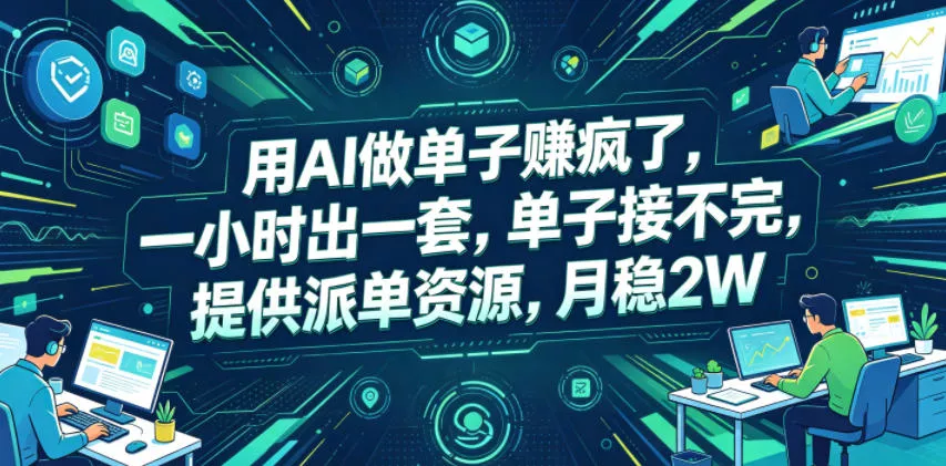 用AI做单子賺疯了，一小时出一套，单子接不完，提供派单资源，月稳2W【揭秘】 - 项目资源网