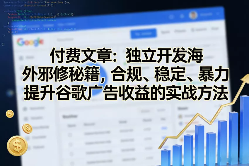付费文章:独立开发海外邪修秘籍,合规、稳定、暴力提升谷歌广告收益的实战方法 付费文章:独立开发海外邪修秘籍,合规、稳定、暴力提升谷歌广告收益的实战方法