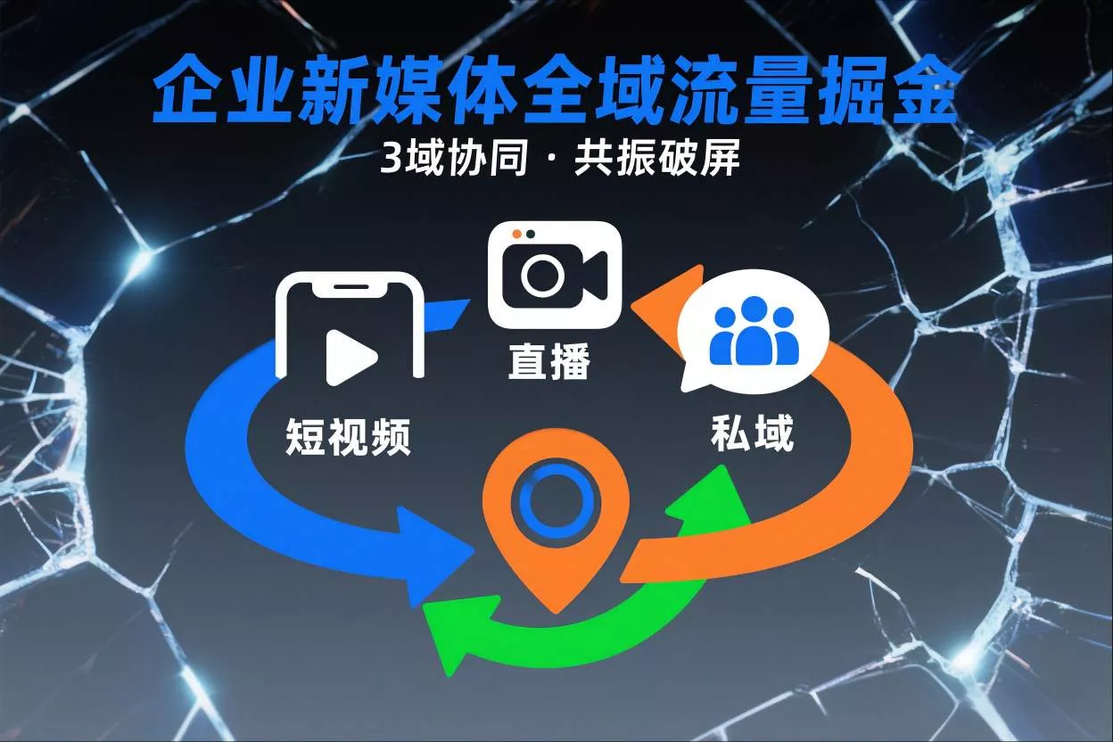 短视频全域商业模式，企业新媒体全域流量掘金，3域协同，共振破屏，短视频-直播-私域-地域 - 项目资源网