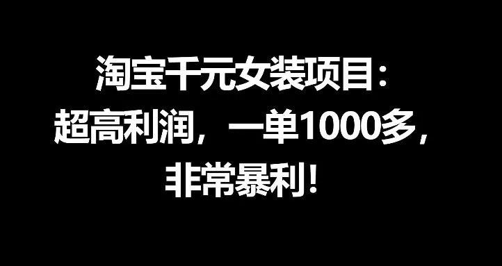 淘宝千元女装项目：超高利润，一单1000多，非常暴利 - 项目资源网