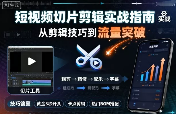 短视频切片剪辑实战指南，从剪辑技巧到流量突破 - 项目资源网