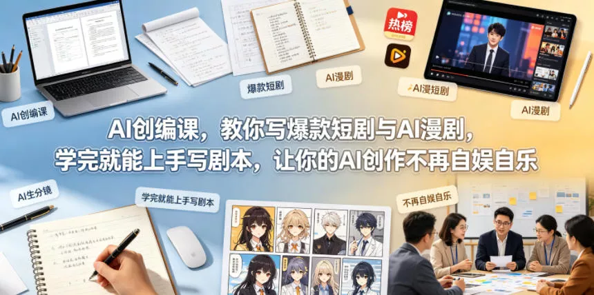 AI创编课，教你写爆款短剧与AI漫剧，学完就能上手写剧本，让你的AI创作不再自娱自乐(更新0521) - 项目资源网