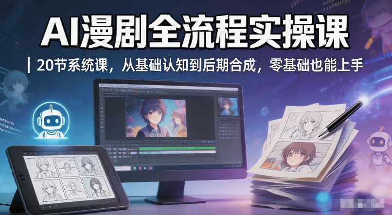 AI漫剧全流程实操课｜20节系统课，从基础认知到后期合成，零基础也能上手 - 项目资源网