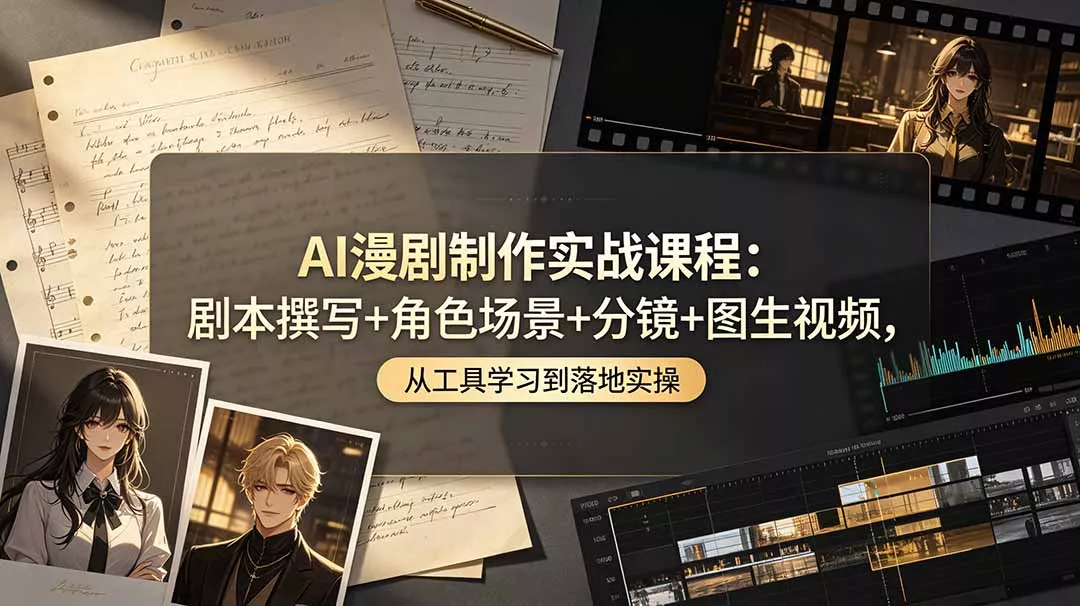 AI漫剧制作实战课程：剧本撰写+角色场景+分镜+图生视频，从工具学习到落地实操 - 项目资源网