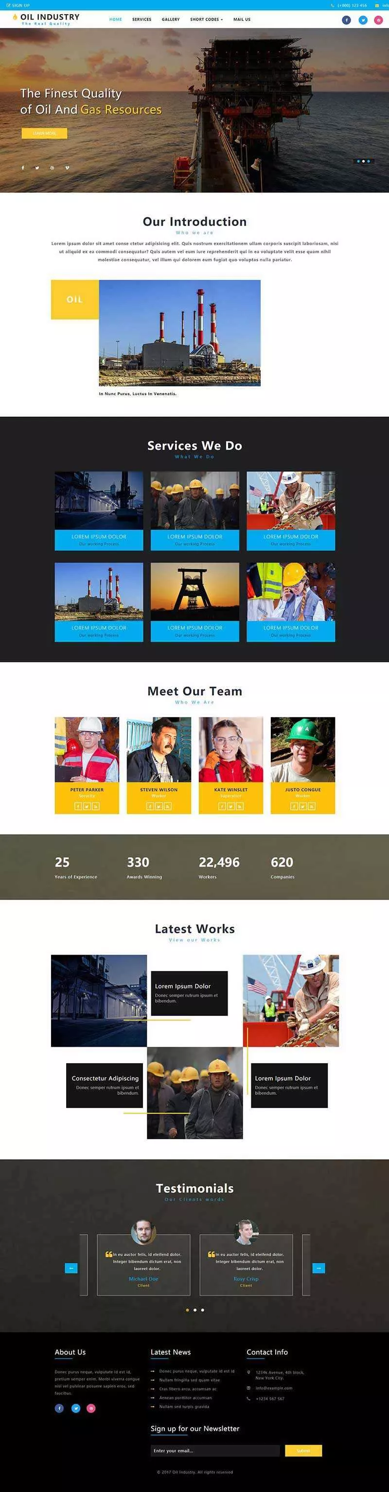 bootstrap石油开采工业类企业网站html模板 - 项目资源网