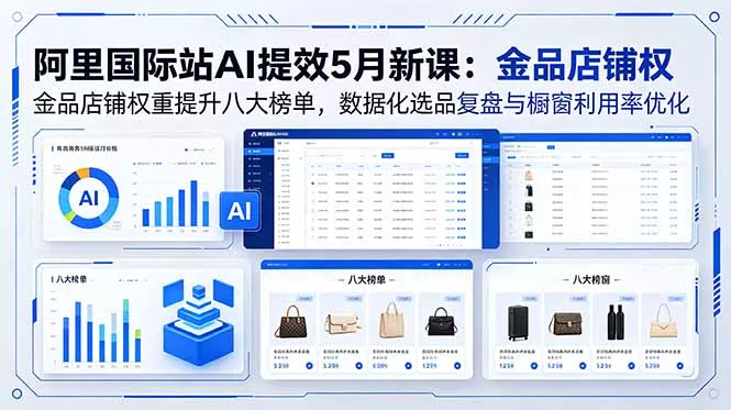 阿里国际站AI提效5月新课：金品店铺权重提升八大榜单，数据化选品复盘与橱窗利用率优化 - 项目资源网