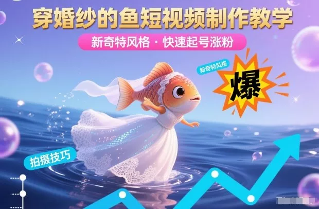 穿婚纱的鱼短视频制作教学，新奇特风格，快速起号涨粉 - 项目资源网