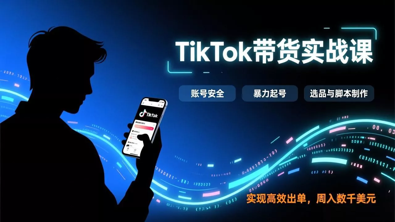 TikTok带货实战课，涵盖账号安全、暴力起号、选品与脚本制作，实现高效出单，周入数千美元 - 项目资源网