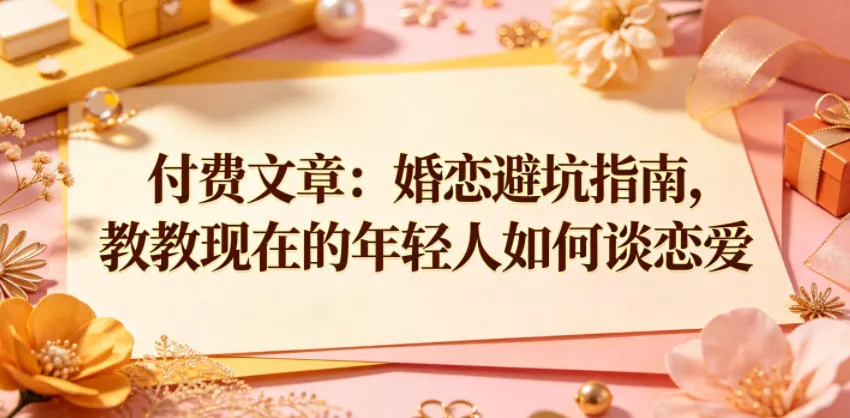 付费文章：婚恋避坑指南，教教现在的年轻人如何谈恋爱 - 项目资源网